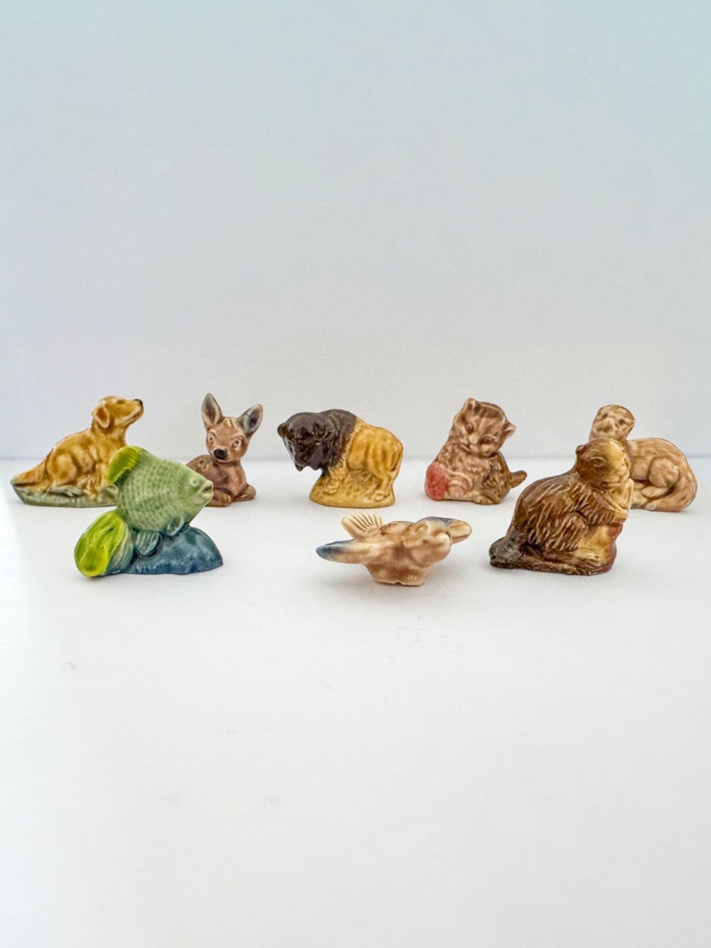 8 Vintage Wade Red Rose Tea Porcelain Figurines